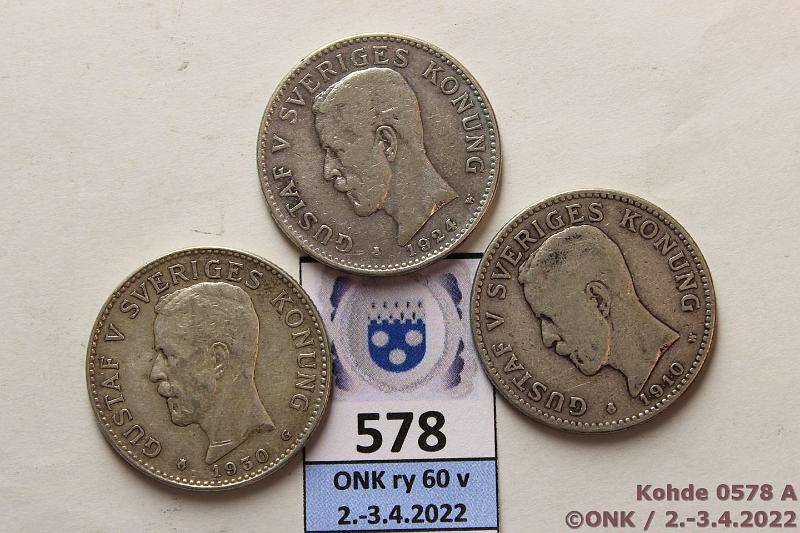 k-0578-a.jpg - Kohde 578 (kuva 1/2), lhthinta: 19 € / myyntihinta: 19 € 2 kr (3) 1910, -24, -30 Ag, kunto: 3-5