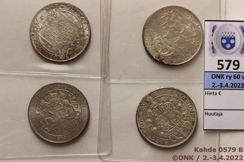 k-0579-b.jpg - Kohde 579 (kuva 2/2), lhthinta: 20 € / myyntihinta: 34 € 2 kr (4) 1897-1938 KM#762, 776, 805, 807 Ag, 4x15g/800, 1897, 1907, -32, -38, kunto: 7-8