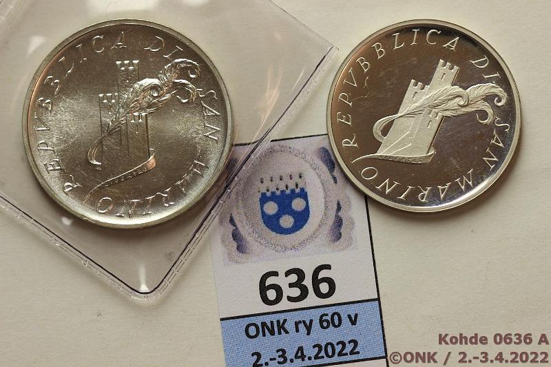 k-0636-a.jpg - Kohde 636 (kuva 1/2), lhthinta: 15 € / myyntihinta: 18 € San Marino 500 + 1000 lire 1987 KM#213, 214 Ag, 11 + 14,6g/835, Zagreb University Games, 500l Proof, kunto: 9, 10