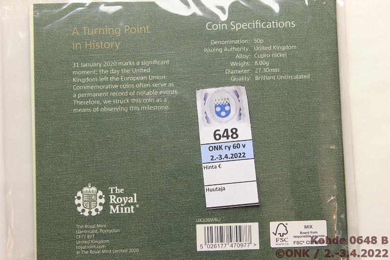k-0648-b.jpg - Kohde 648 (kuva 2/2), lhthinta: 30 € / ei tarjouksia UK 50 p 2020 SP#H72 CuNi, BU, Brexit, kansiossa, kunto: 10