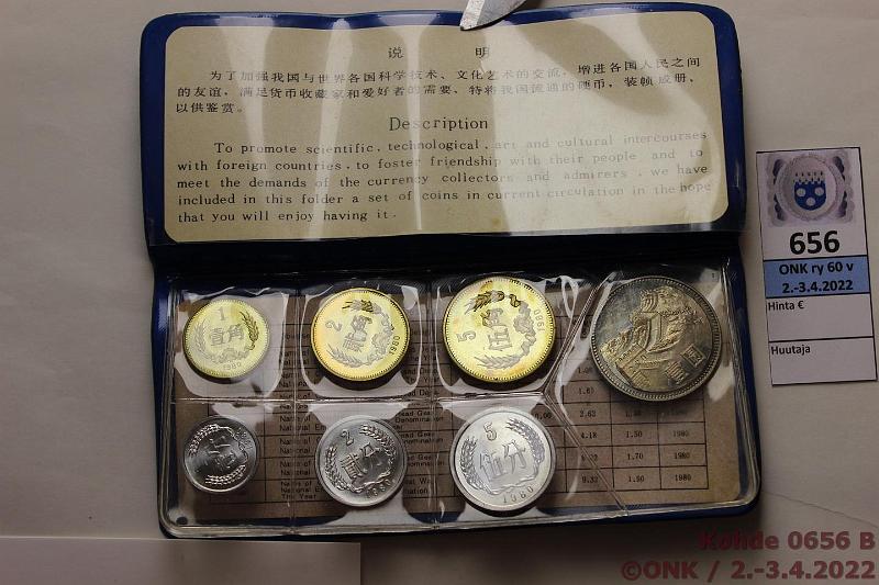 k-0656-b.jpg - Kohde 656 (kuva 2/2), lhthinta: 5 € / myyntihinta: 350 € Kiina 1 fen - 1 yuan (7) 1980 Rahasarja, The Peoples Bank of China. Muovikotelossa pient sanomista, rahat hyvkuntoisia, kunto: 8-9