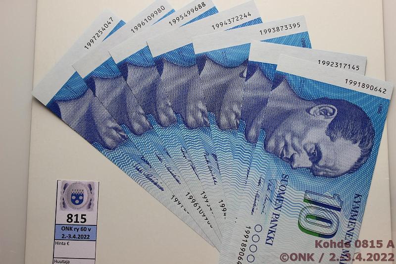 k-0815-a.jpg - Kohde 815, lhthinta: 25 € / myyntihinta: 40 € 10 mk 1986 1991-7 (7) SNY 148.3-9, kaikki korvaavat sarjat, kunto: 8-9