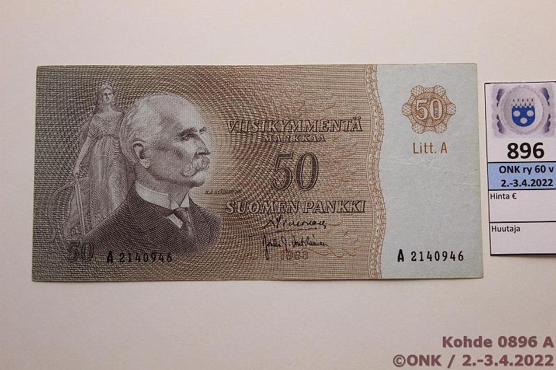 k-0896-a.jpg - Kohde 896, lhthinta: 15 € / myyntihinta: 20 € 50 mk 1963 LA SNY 170.2.1 A2140946 SIM-Vou, sil?, kunto: 5