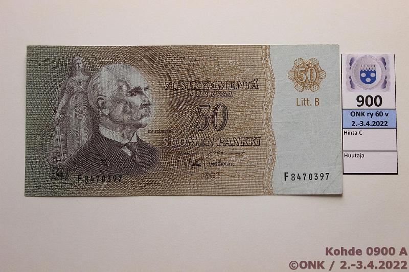k-0900-a.jpg - Kohde 900, lhthinta: 40 € / myyntihinta: 40 € 50 mk 1963 LB SNY 170.3.1 F8470397 AL I-Vou, harv ak-pari (5 tunnetaan), sil, kunto: 4