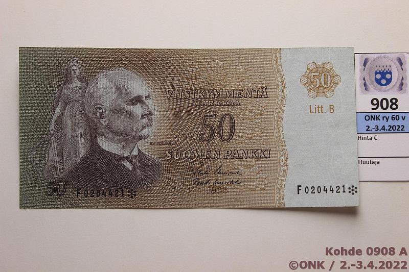 k-0908-a.jpg - Kohde 908, lhthinta: 40 € / myyntihinta: 40 € 50 mk 1963 LB F* SNY 170.3.2 F0204421* UUS-Ko1, korvaava, kunto: 4