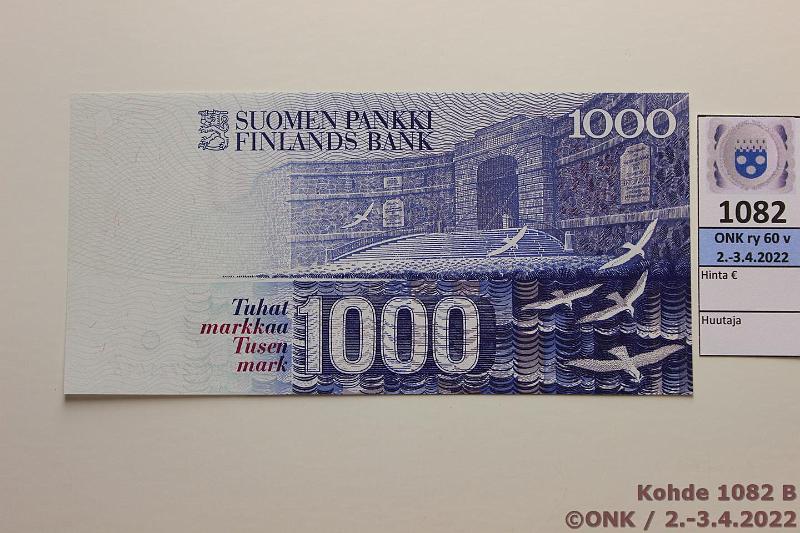 k-1082-b.jpg - Kohde 1082 (kuva 2/2), lhthinta: 130 € / myyntihinta: 170 € 1000 mk 1986 SNY 201.1 8012721416 HOL-Pu1, kunto: 9