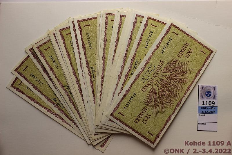 k-1109-a.jpg - Kohde 1109, lhthinta: 5 € / myyntihinta: 11 € 1 mk (43) 1963 Z, , ,  ja AI, kunto: 4-9