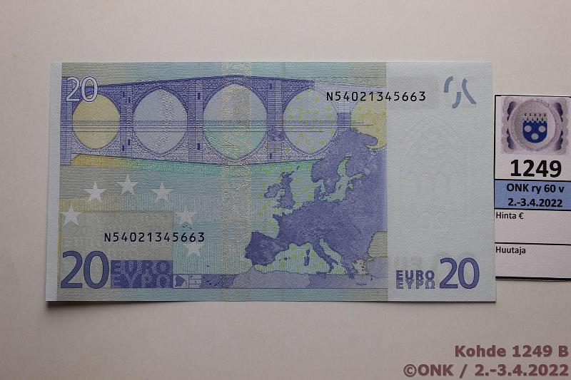 k-1249-b.jpg - Kohde 1249 (kuva 2/2), lhthinta: 80 € / myyntihinta: 80 € Itvalta 3/2/N/F2 N54021345663 Tri F002 D5, F002 tunnetaan kahdella ak:lla: Dui ja Tri, painauma, kunto: 9