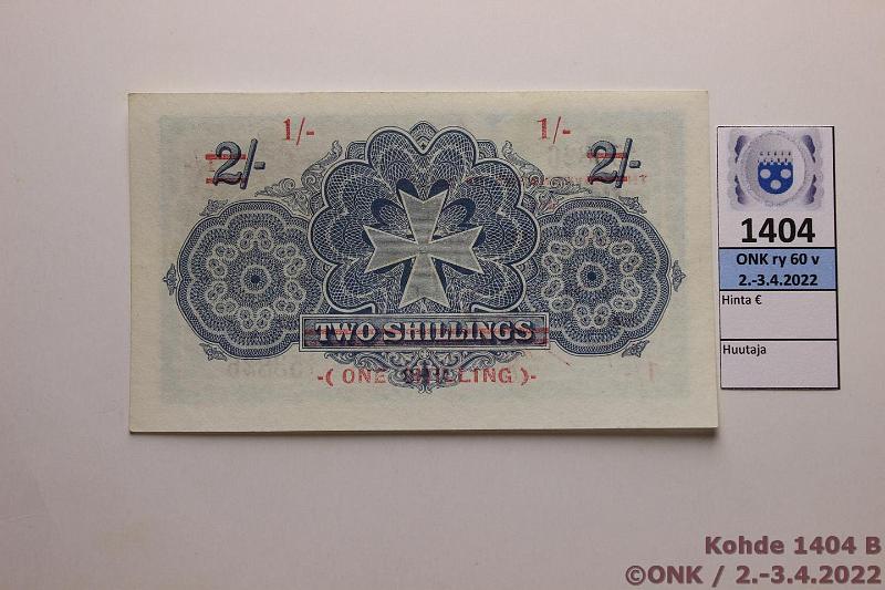 k-1404-b.jpg - Kohde 1404 (kuva 2/2), lhthinta: 150 € / ei tarjouksia Malta 1 sh ND(1940) P#15(9) A/1 53826, pllepainettu, kunto: 8