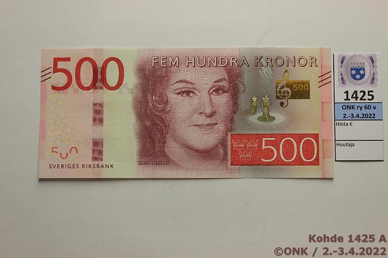 k-1425-a.jpg - Kohde 1425 (kuva 1/2), lhthinta: 55 € / myyntihinta: 55 € Ruotsi 500 kr 2016 P#73 C380905701, kunto: 9
