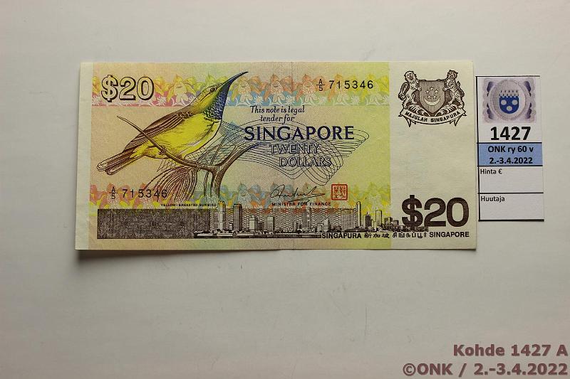 k-1427-a.jpg - Kohde 1427 (kuva 1/2), lähtöhinta: 12 € / ei tarjouksia Singapore 20 $ 1979 P#12, kunto: 6