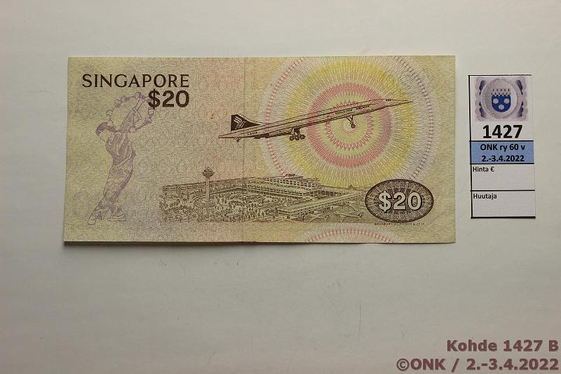 k-1427-b.jpg - Kohde 1427 (kuva 2/2), lhthinta: 12 € / ei tarjouksia Singapore 20 $ 1979 P#12, kunto: 6