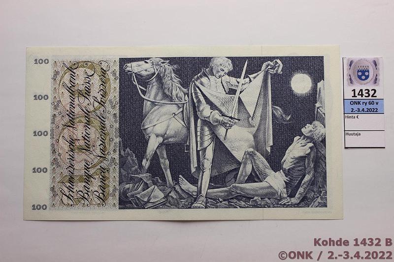 k-1432-b.jpg - Kohde 1432 (kuva 2/2), lhthinta: 50 € / ei tarjouksia Sveitsi 100 fr 1971 P#14 Hyv kunto, kunto: 8