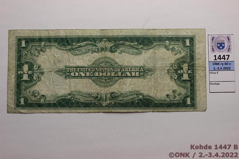 k-1447-b.jpg - Kohde 1447 (kuva 2/2), lhthinta: 20 € / myyntihinta: 21 € USA 1 $ 1923 P#342 A3305545D, km, kunto: 4