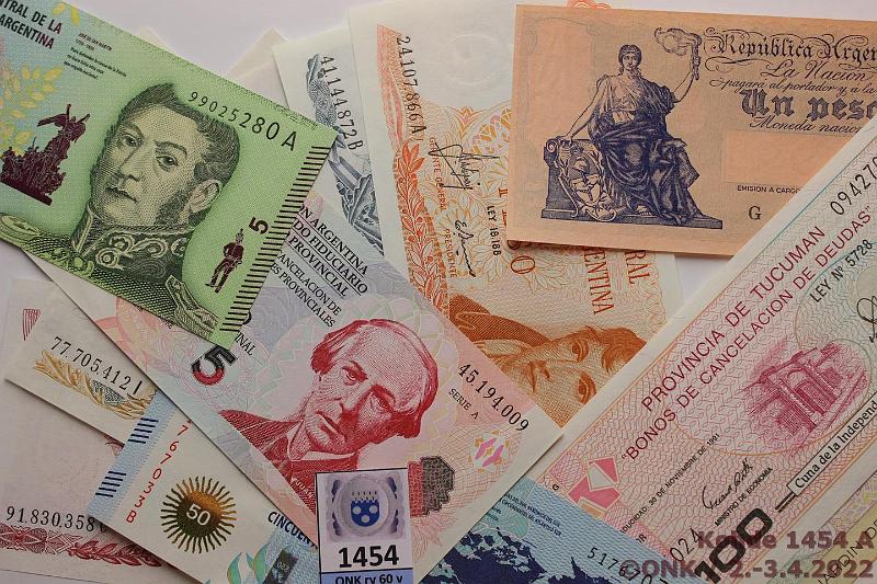 k-1454-a.jpg - Kohde 1454, lhthinta: 12 € / myyntihinta: 12 € Argentiina 1 - 100 australes (12) 1947-2006 Tucuman Provinssi 1a (10); 100a (2), kunto: 9