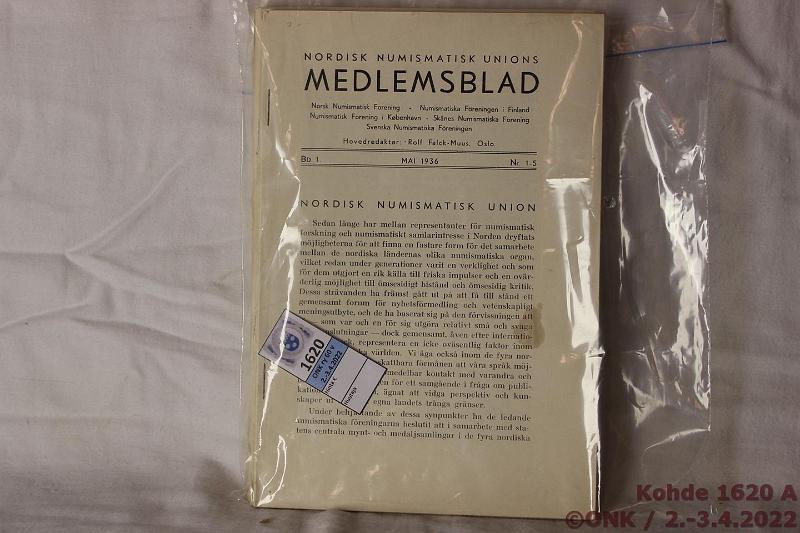 k-1620-a.jpg - Kohde 1620, lhthinta: 5 € / myyntihinta: 5 € Nordisk Numismatisk Unions Medlemsblad (NNUM) 1936 + -50 Vsk, puuttuu nro 2/1950, kunto: Siistej