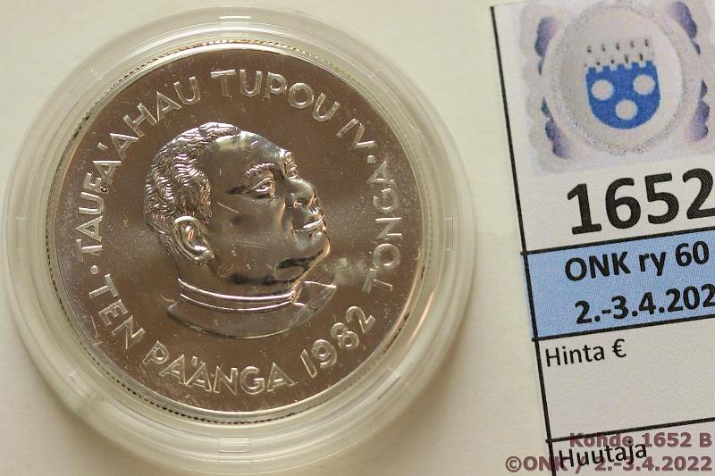 k-1652-b.jpg - Kohde 1652 (kuva 2/2), lhthinta: 13 € / myyntihinta: 22 € Tonga 10 pa'anga 1982 KM#78 Ag, 28,28g/925, Commonwealth Games, kunto: 9