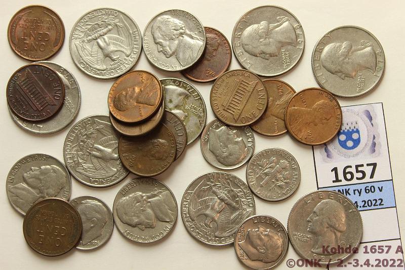 k-1657-a.jpg - Kohde 1657, lhthinta: 5 € / myyntihinta: 5 € USA 1 - 25 c (26) 1944-86 Peruskuntoisia kyttrahoja, kunto: 4-7