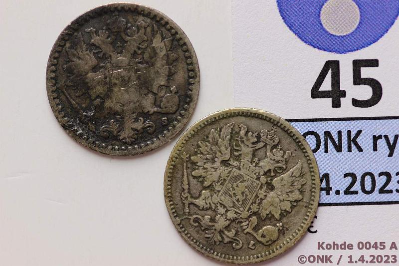 k-0045-a.jpg - Kohde 45 (kuva 1/2), lhthinta: 10 € / myyntihinta: 10 € 25 p 1866, -94 SNY 266.1.1 + 278, kunto: 2, 4