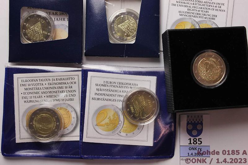 k-0185-a.jpg - Kohde 185, l�ht�hinta: 15 &euro; / myyntihinta: 25 &euro; 2 &euro; 2007-09 (5) Suomen k�ytt�juhlarahat Proof -07, -08,  -09(2 eril.) + -09 Valtiop�iv�t UNC , kunto: 10