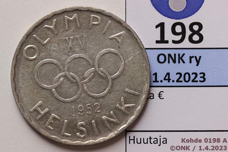 k-0198-a.jpg - Kohde 198 (kuva 1/2), lhthinta: 10 € / myyntihinta: 10 € 500 mk 1952 Ag, hnja, kunto: 9/8