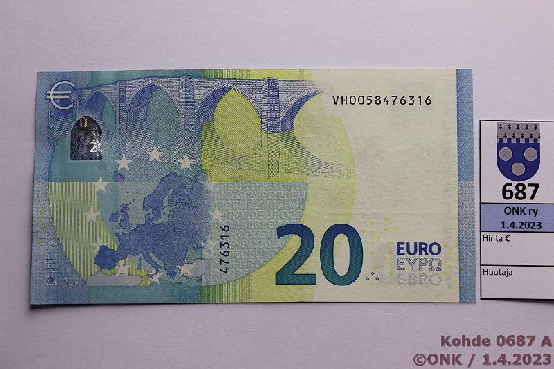 k-0687-a.jpg - Kohde 687 (kuva 1/2), l�ht�hinta: 50 &euro; / myyntihinta: 50 &euro; Espanja 3/3/V3 VH0058476316 Dra V003 H2, harvinainen kirjain, mahdollisesti setelipainon "Testnote" er��? Rullaj�lki, kunto: 9