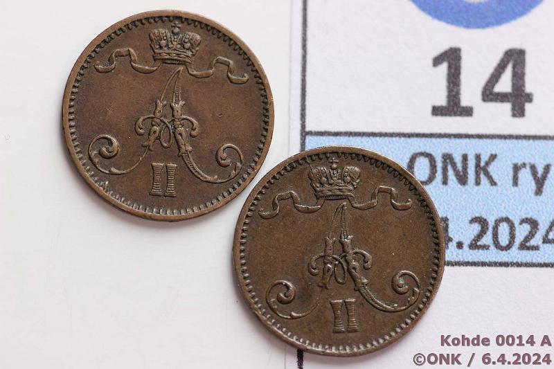 k-0014-a.jpg - Kohde 14 (kuva 1/2), l�ht�hinta: 10 &euro; / myyntihinta: 10 &euro; 1 p 1875, -76 Tummia, kunto: 6, 5