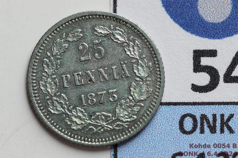 k-0054-b.jpg - Kohde 54 (kuva 2/2), lhthinta: 60 € / myyntihinta: 62 € 25 p 1873 Ag, hyv kansiokappale, kunto: 7
