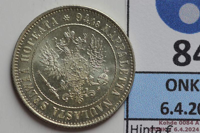 k-0084-a.jpg - Kohde 84 (kuva 1/2), lhthinta: 10 € / myyntihinta: 10 € 1 mk 1915 Ag, loistelias!, kunto: 9