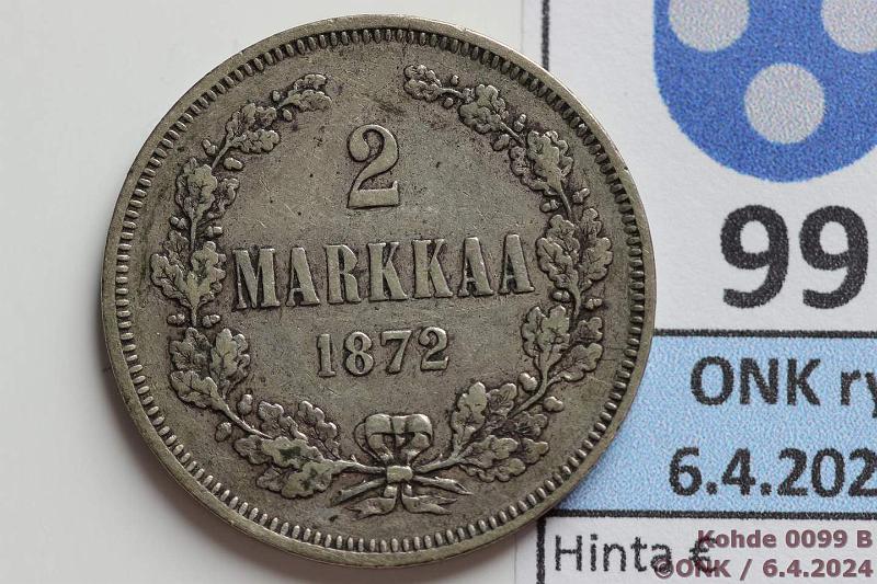 k-0099-b.jpg - Kohde 99 (kuva 2/2), lhthinta: 20 € / ei tarjouksia 2 mk 1872 Ag, kunto: 5