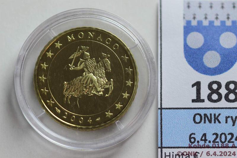 k-0188-a.jpg - Kohde 188 (kuva 1/2), lhthinta: 20 € / ei tarjouksia 50 c 2004 Monaco, Proof, kapseli, kunto: 10