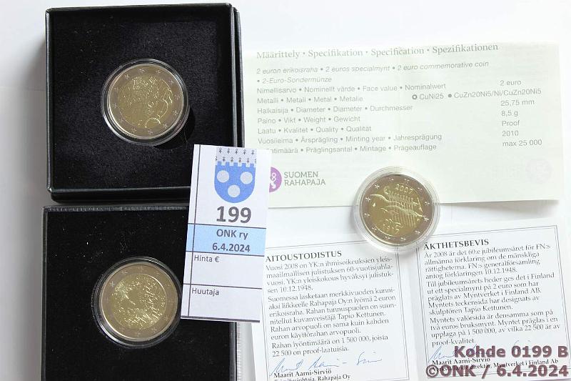 k-0199-b.jpg - Kohde 199 (kuva 2/2), lhthinta: 20 € / myyntihinta: 42 € 2 € 2007, -08, -09(2 eril), -10 Suomi, Proof. Kotelot+tod, paitsi -07, kunto: 10