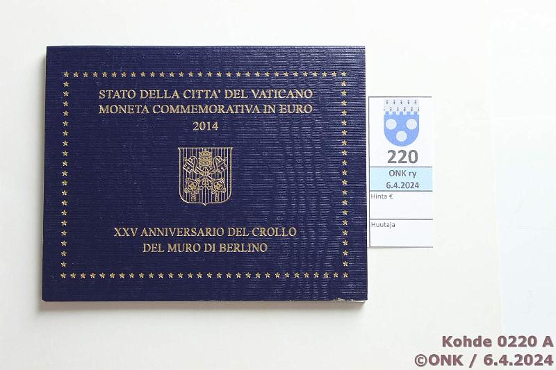 k-0220-a.jpg - Kohde 220 (kuva 1/2), lhthinta: 25 € / myyntihinta: 27 € 2 € 2014 Vatikaani kansissa, Berliinin muurin murtuminen, kunto: 9