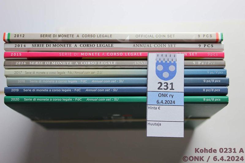 k-0231-a.jpg - Kohde 231 (kuva 1/3), lhthinta: 80 € / myyntihinta: 80 € Italia 2012-20 (8) BU, -12, -14, -15, -16, -17, -18, -19, -20, kunto: 9