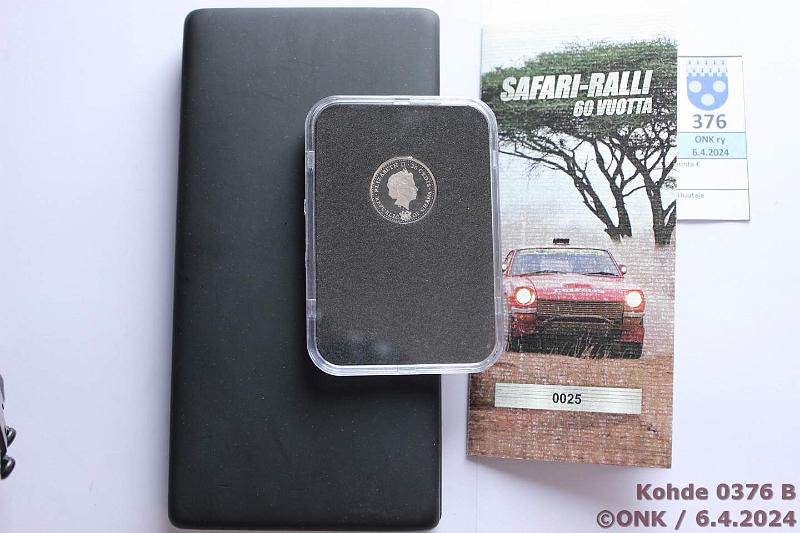 k-0376-b.jpg - Kohde 376 (kuva 2/3), l�ht�hinta: 85 &euro; / myyntihinta: 94 &euro; Ghana 20 cedis 2013 Pt, Proof, 4,29g/999, Safari-ralli 60 v, Monetan laatikko+tod, kunto: 10