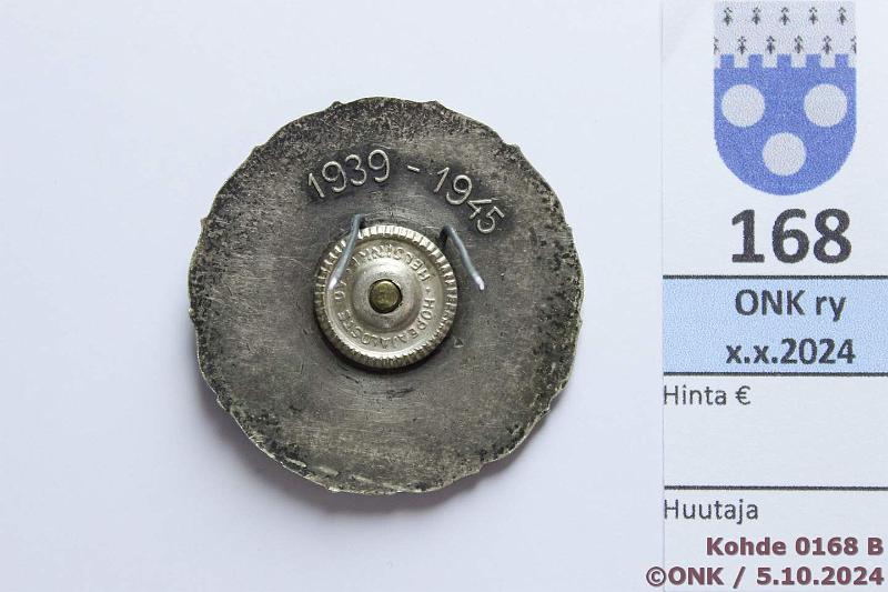k-0168-b.jpg - Kohde 168 (kuva 2/2), lhthinta: 8 € / myyntihinta: 10 € Sotien 1939-1945 invmr, kunto: 8