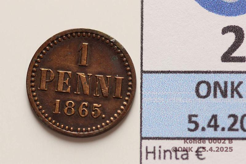 k-0002-b.jpg - Kohde 2 (kuva 2/2), lhthinta: 50 € / myyntihinta: 50 € 1 p 1865 SNY 2.2 Aikoinaan puhd, kunto: 6