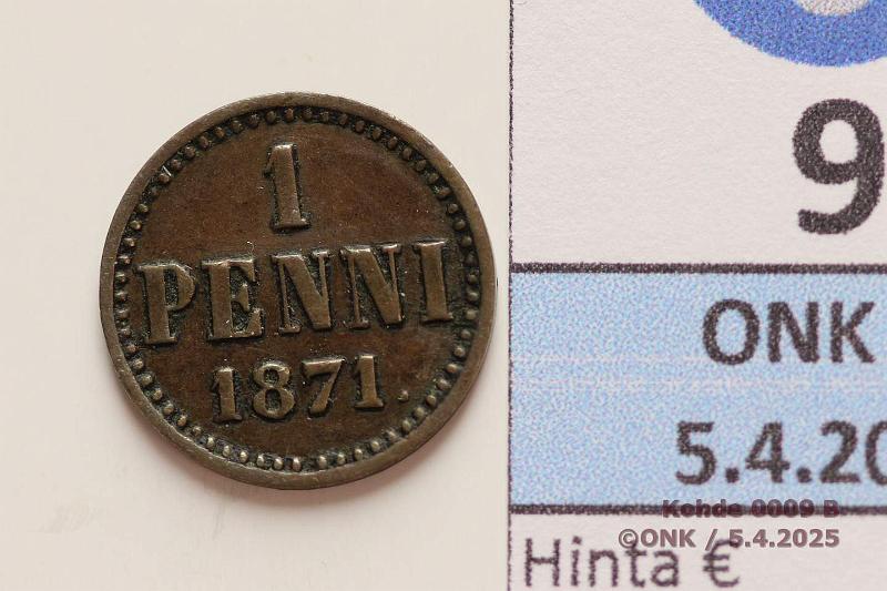 k-0009-b.jpg - Kohde 9 (kuva 2/2), lhthinta: 50 € / myyntihinta: 50 € 1 p 1871 SNY 7.1.1, kunto: 4/5