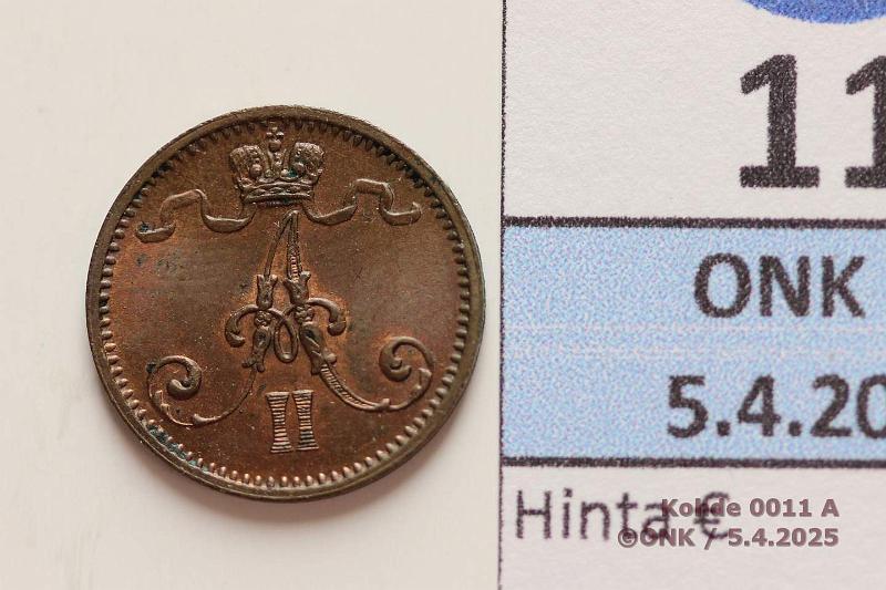 k-0011-a.jpg - Kohde 11 (kuva 1/2), lhthinta: 80 € / myyntihinta: 120 € 1 p 1872 Leimakiiltoa 1/3, patinaa. Harvinainen tss kunnossa!, kunto: 8