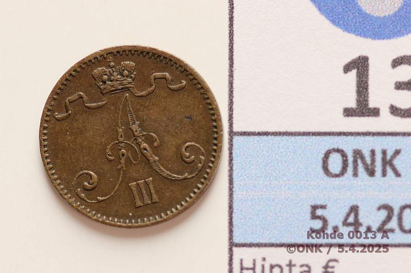 k-0013-a.jpg - Kohde 13 (kuva 1/2), lhthinta: 100 € / myyntihinta: 102 € 1 p 1882 Pij, kunto: 6