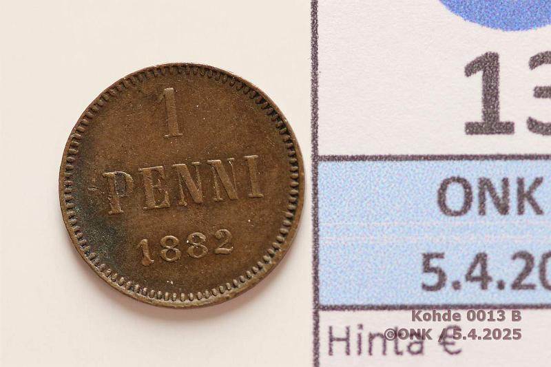 k-0013-b.jpg - Kohde 13 (kuva 2/2), lhthinta: 100 € / myyntihinta: 102 € 1 p 1882 Pij, kunto: 6