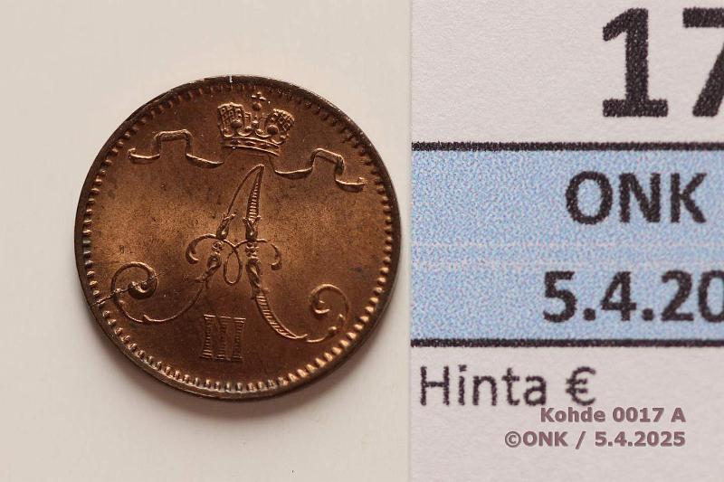 k-0017-a.jpg - Kohde 17 (kuva 1/2), lhthinta: 40 € / ei tarjouksia 1 p 1892 Leimakiilto, phpja, kunto: 9