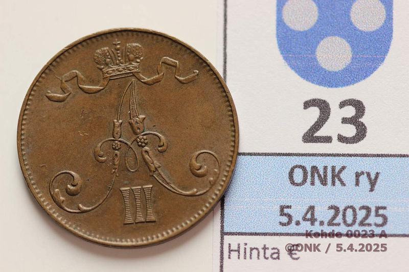 k-0023-a.jpg - Kohde 23 (kuva 1/2), lhthinta: 40 € / myyntihinta: 40 € 5 p 1888, kunto: 7/6