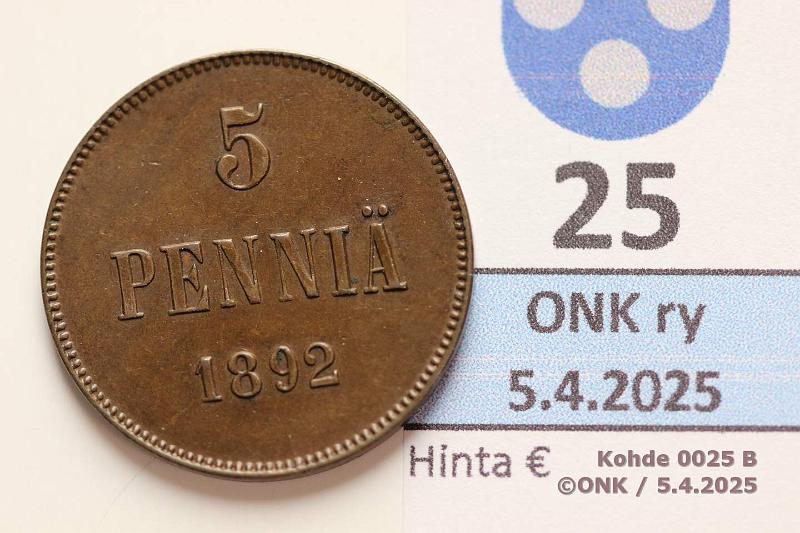 k-0025-b.jpg - Kohde 25 (kuva 2/2), lhthinta: 50 € / myyntihinta: 50 € 5 p 1892, kunto: 7