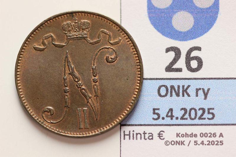 k-0026-a.jpg - Kohde 26 (kuva 1/2), lhthinta: 50 € / myyntihinta: 50 € 5 p 1905 Hieman leimakiitoa, kunto: 7