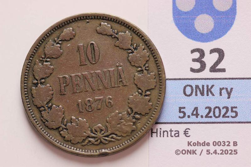 k-0032-b.jpg - Kohde 32 (kuva 2/2), lhthinta: 10 € / myyntihinta: 10 € 10 p 1876 SNY 148.1.2 Prvja, kunto: 3