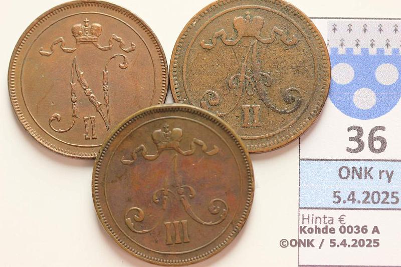 k-0036-a.jpg - Kohde 36 (kuva 1/2), lhthinta: 5 € / myyntihinta: 12 € 10 p 1865, -89, 1913 (-13 lpuhd), kunto: 3, 4, 6