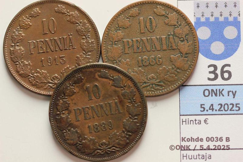 k-0036-b.jpg - Kohde 36 (kuva 2/2), lhthinta: 5 € / myyntihinta: 12 € 10 p 1865, -89, 1913 (-13 lpuhd), kunto: 3, 4, 6