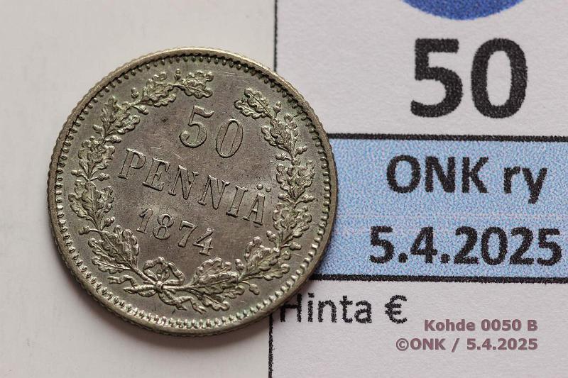 k-0050-b.jpg - Kohde 50 (kuva 2/2), lhthinta: 150 € / myyntihinta: 225 € 50 p 1874 Ag. Erittin kaunis!, kunto: 8/9
