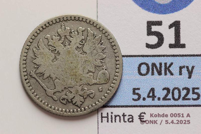 k-0051-a.jpg - Kohde 51 (kuva 1/2), lhthinta: 40 € / myyntihinta: 46 € 50 p 1868 Ag, kunto: 2/3